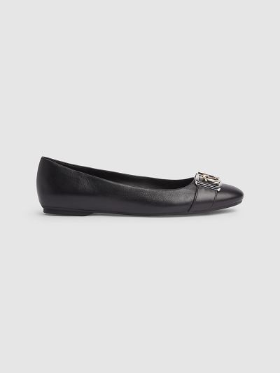 Calvin Klein Cipők HU603608 | Calvin Klein Bőr Női Balerina Cipő Fekete